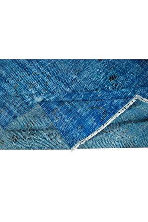 178x268 cm Mavi El Yapımı Halı, Yenilenmiş Eski Halı, Yeniden Boyanmış Modern Halı
