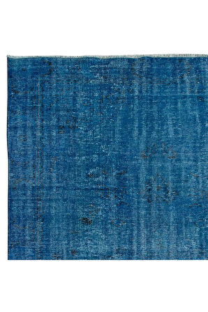 178x268 cm Mavi El Yapımı Halı, Yenilenmiş Eski Halı, Yeniden Boyanmış Modern Halı