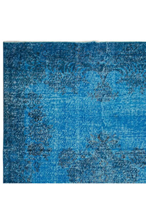 178x275 cm Mavi El dokuması Halı, Yenilenmiş Vintage Halı, Yeniden Boyanmış Eski Halı