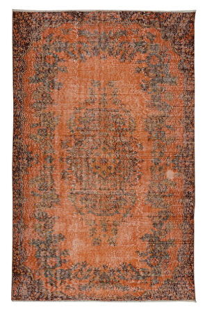 145x218 cm Turuncu Ofis Halısı, El Yapımı Halı, El Düğümlü Halı