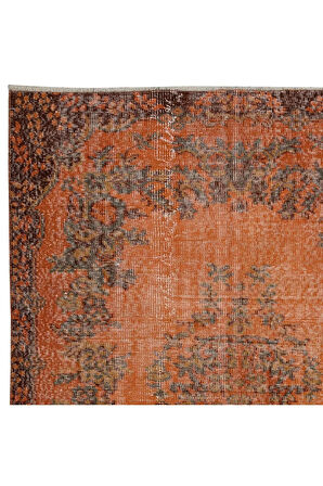 145x218 cm Turuncu Ofis Halısı, El Yapımı Halı, El Düğümlü Halı