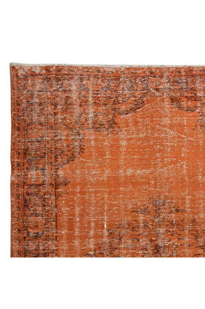 190x290 cm Turuncu Halı, Yenilenmiş El Dokuma Halı, El Yapımı Halı, El Düğümlü Modern Halı