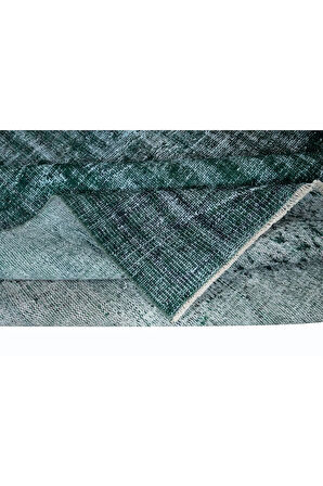 157x262 cm Yeşil Tonlarda El Dokuması Halı, Modern El Düğümlü Halı, Eski Türk Halısı