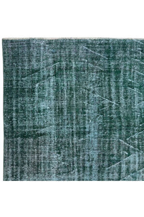 157x262 cm Yeşil Tonlarda El Dokuması Halı, Modern El Düğümlü Halı, Eski Türk Halısı