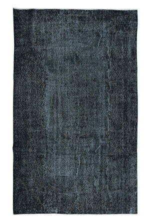 171x278 cm Kömür Grisi ve Siyah Tonlarda El Yapımı Halı, El Düğümlü Mutfak Halısı