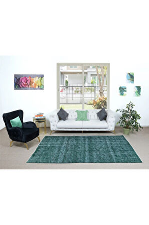 183x278 cm Modern El Yapımı Halı, Yeşil Çocuk Odası Halı, Yeşil Ev Dekoru