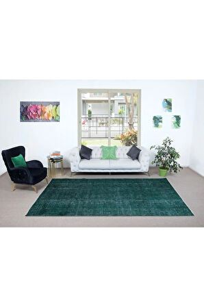 200x320 cm El Yapımı Türk Halısı, Yeşil El Dokuması Halı, Modern Yünlü Halı
