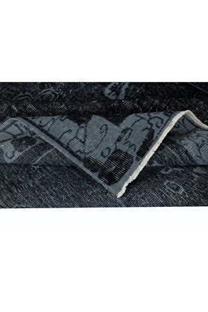 164x233 cm Gri & Siyah Tonlarda Yenilenmiş El Dokuması Halı, Modern Alan Halısı