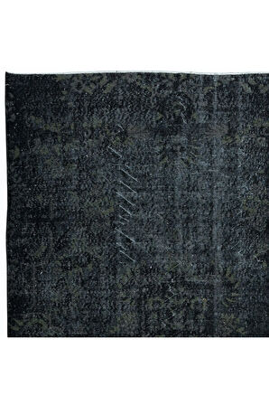 165x267 cm Siyah & Gri Renkli El Dokuması Halı, Yenilenmiş Modern Türk Halısı