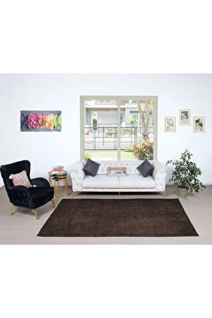 163x287 cm El Dokuması Kahverengi Halı, Oturma Odası ve Çalışma Odası için Modern Halı