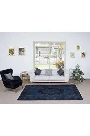 172x308 cm Mavi El Dokuması Halı, French Aubusson Halı, Lacivert Alan Halısı