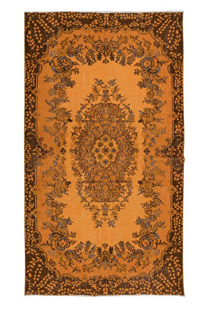 116x203 cm Turuncu Ofis Halısı, El Yapımı Halı, El Düğümlü Halı
