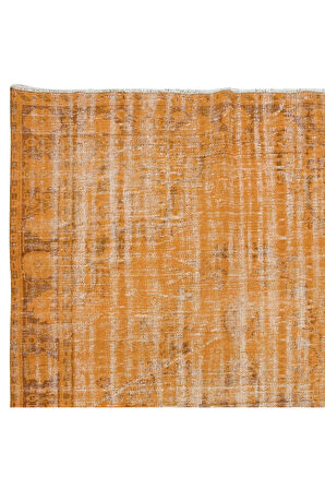 180x276 cm Modern El Yapımı Halı, El Dokuma Halı, Turuncu Tonlarda Yenilenmiş Halı