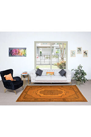 167x276 cm El Dokuması Halı, Turuncu Halı, Oturma Odası Halısı, Misafir Odası Halısı