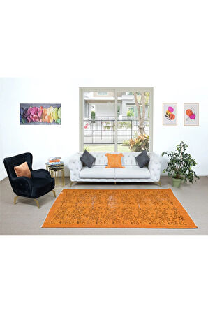 183x268 cm Modern Çocuk Odası Halısı, El Dokuma Turuncu Halı, El Düğümlü Alan Halısı
