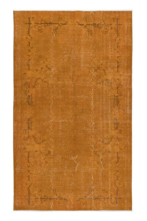 145x236 cm Turuncu Tonlarda El Dokuması Halı, Modern El Düğümlü Halı, Eski Türk Halısı