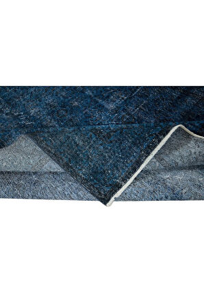 210x308 cm Modern El Yapımı Mavi Renkli Türk Halısı, 100% El Dokuması Düz Lacivert Büyük Halı