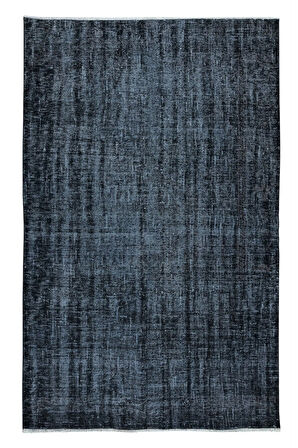 146x220 cm El Düğümlü Siyah Halı, Dekoratif El Dokuması Yün ve Pamuktan Yapılmış Alan Halısı