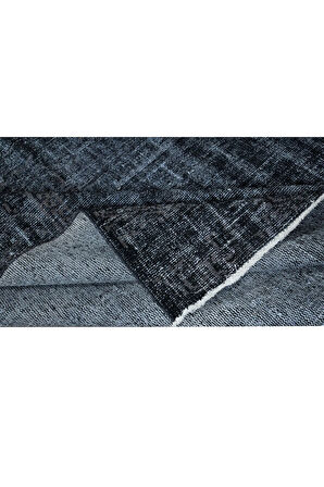 146x220 cm El Düğümlü Siyah Halı, Dekoratif El Dokuması Yün ve Pamuktan Yapılmış Alan Halısı