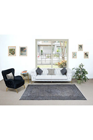 180x257 cm Çağdaş El Düğümlü Halı, Gri El Dokuması Yün ve Pamuktan Yapılmış Alan Halısı