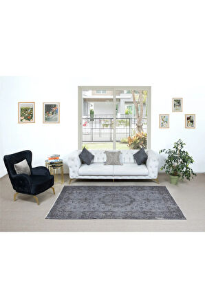 170x252 cm El Yapımı Türk Halısı, Gri El Dokuması Halı, Modern Yünlü Halı