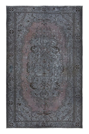 184x287 cm Gri Salon Halısı, El Dokuması Yünlü Türk Halısı, Pamuklu Alan Halısı