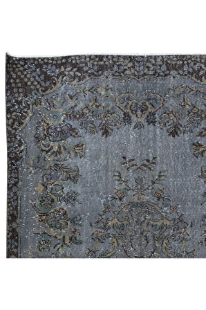 178x300 cm Modern Ev ve Ofis Dekoru için Gri ve Siyah Tonlarda Halı, El Yapımı Anadolu Halı