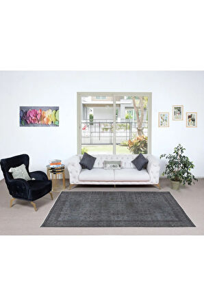 168x265 cm Çağdaş Gri Halı, El Düğümlü Mutfak Halısı, El Yapımı Halı