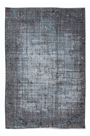 166x247 cm Gri Tonlarda Yenilenmiş El Dokuması Halı, Modern Alan Halısı