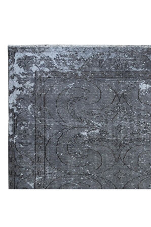 198x300 cm Yenilenmiş Gri El Yapımı Halı, Modern Yün ve Pamuktan Yapılmış Eski Halı
