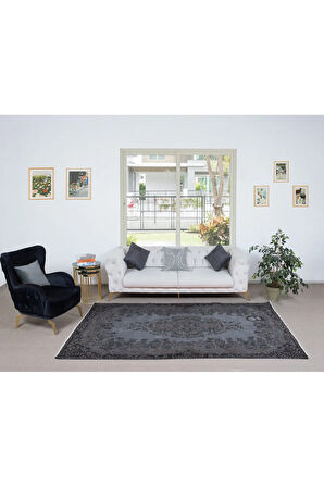 170x268 cm Gri Renkli El Dokuması Halı, Yenilenmiş Modern Türk Halısı