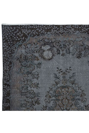 170x268 cm Gri Renkli El Dokuması Halı, Yenilenmiş Modern Türk Halısı