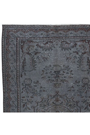 158x267 cm Modern El Yapımı Gri Renkli Türk Halısı, 100% El Dokuması Alan Halısı