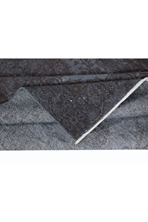 163x264 cm Gri Yenilenmiş Halı, Eski El Dokuması Halı, Ev Dekoru Halı