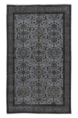 120x200 cm Gri Tonlarda El Dokuması Halı, Modern El Düğümlü Halı, Eski Türk Halısı