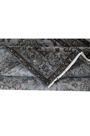 120x200 cm Gri Tonlarda El Dokuması Halı, Modern El Düğümlü Halı, Eski Türk Halısı