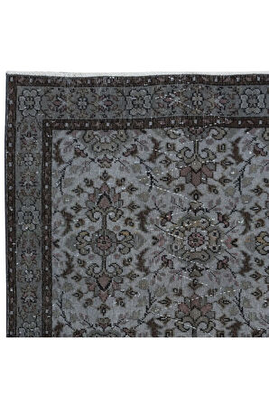 120x200 cm Gri Tonlarda El Dokuması Halı, Modern El Düğümlü Halı, Eski Türk Halısı