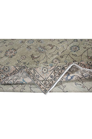 222x339 cm Çağdaş Yeşil Halı, El Düğümlü Mutfak Halısı, El Yapımı Halı
