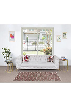 100x200 cm, Eski El Yapımı Türk İşi Halı, Modern El Dokuma Kırmızı Halı