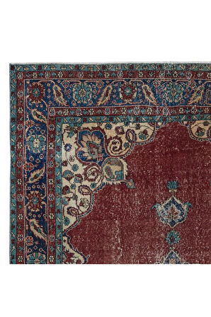 206x333 cm Benzersiz Eski Köy Halısı, 1960'lardan Halı, Madalyonlu El Yapımı Türk Kabile Halısı