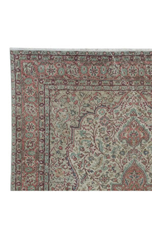 223x325 cm Benzersiz Eski Köy Halısı, El Yapımı Türk Madalyonlu Tasarım Halı