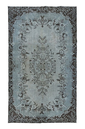 175x300 cm Çağdaş El Düğümlü Halı, Mavi El Dokuması Yün ve Pamuktan Yapılmış Alan Halısı