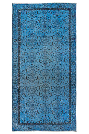 188x305 cm El Yapımı Türk Halısı, Mavi El Dokuması Halı, Modern Yünlü Halı