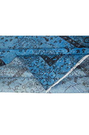 188x305 cm El Yapımı Türk Halısı, Mavi El Dokuması Halı, Modern Yünlü Halı