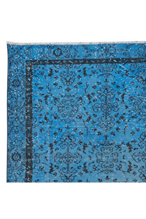 188x305 cm El Yapımı Türk Halısı, Mavi El Dokuması Halı, Modern Yünlü Halı
