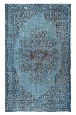 188x305 cm Modern Ev Dekoru Halı, Mavi El Yapımı Halı, Geleneksel Yünlü Halı
