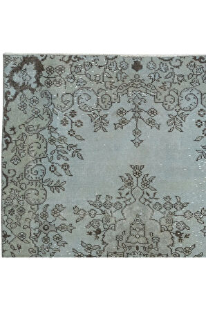 116x208 cm Çağdaş Mavi Halı, El Düğümlü Mutfak Halısı, Çiçek Desenli Küçük Halı