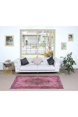 116x211 cm, Pembe Salon Halısı, El Dokuması Yünlü Türk Halısı, Pamuklu Alan Halısı