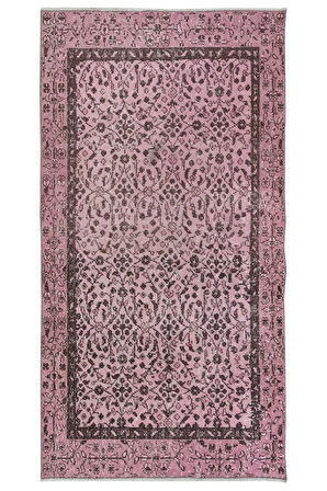 106x197 cm, Modern Ev Dekoru Halı, Pembe El Yapımı Halı, Geleneksel Yünlü Halı