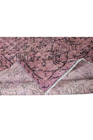 200x300 cm, Pembe El Yapımı Halı, Yenilenmiş Eski Halı, Yeniden Boyanmış Modern Halı